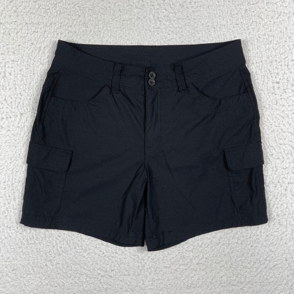 Eddie Bauer Summer Trail Shorts Womens 8 Black Cargo Hiking Outdoor C1351320